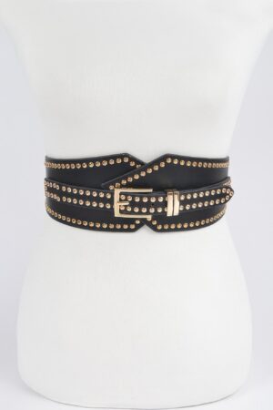 Wide Studded Stretch Belt – 3.5in
