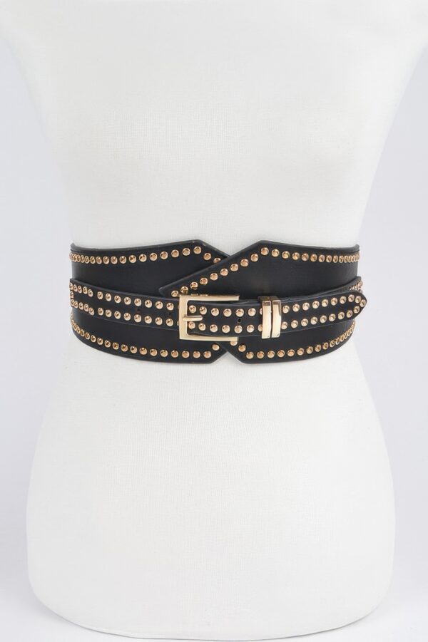 Wide Studded Stretch Belt – 3.5in