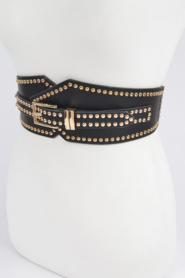 Wide Studded Stretch Belt – 3.5in