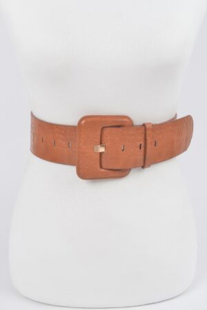 Faux Croc Waist Belt – Slim Embossed PU Finish