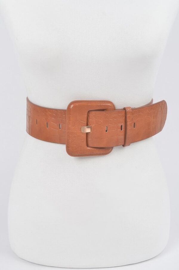 Faux Croc Waist Belt – Slim Embossed PU Finish