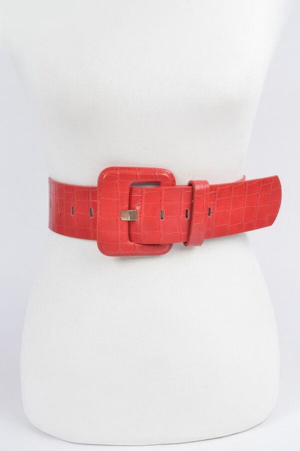 Faux Croc Waist Belt – Slim Embossed PU Finish