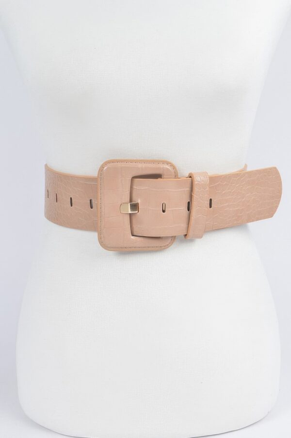 Faux Croc Waist Belt – Slim Embossed PU Finish