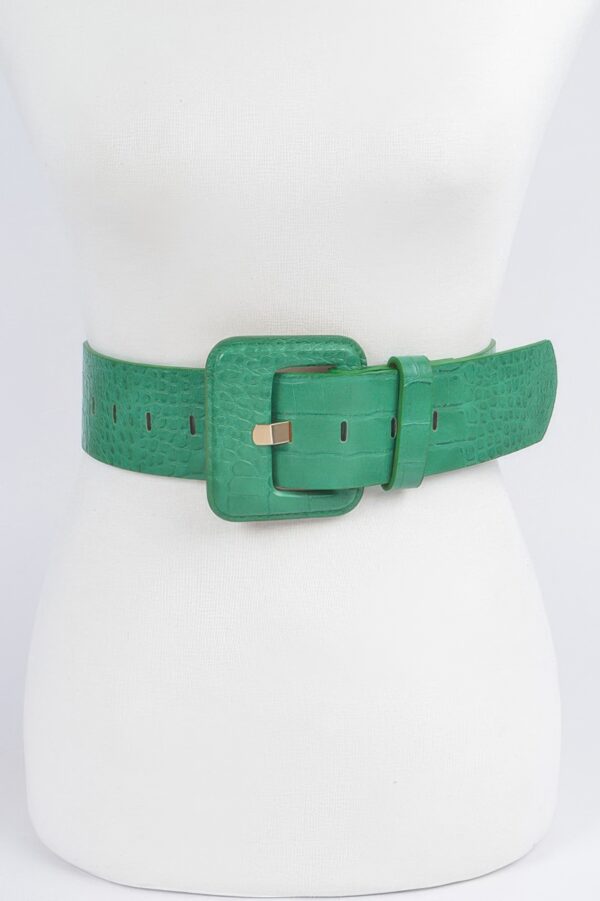 Faux Croc Waist Belt – Slim Embossed PU Finish