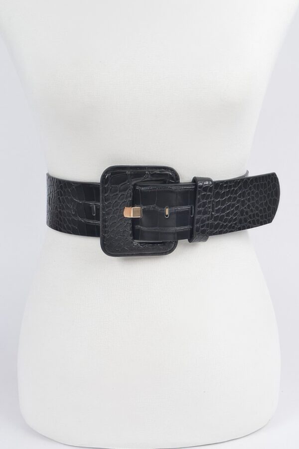Faux Croc Waist Belt – Slim Embossed PU Finish