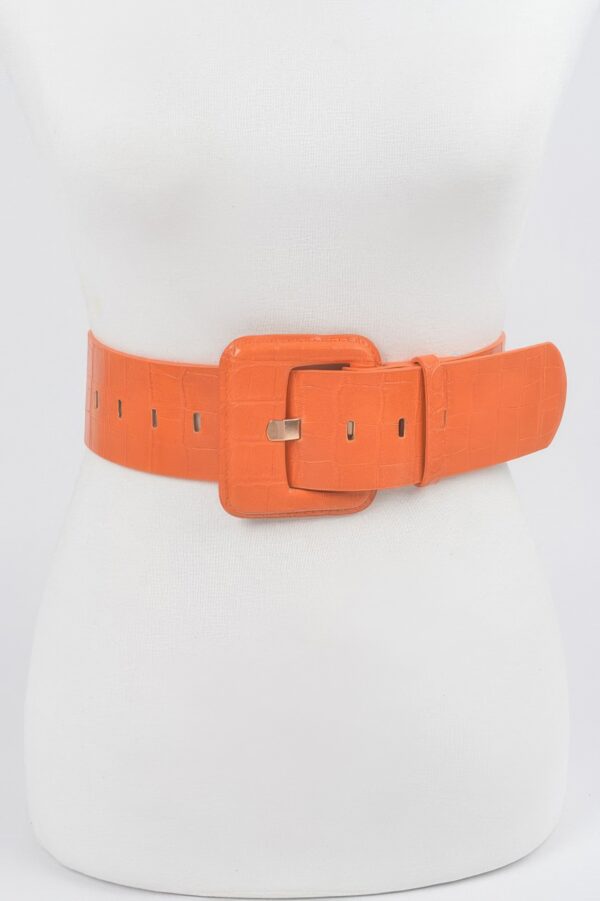 Faux Croc Waist Belt – Slim Embossed PU Finish