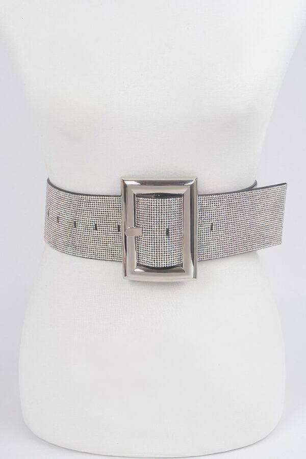 Square Metal Rhinestone Belt – PVC Statement