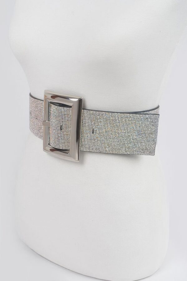 Square Metal Rhinestone Belt – PVC Statement
