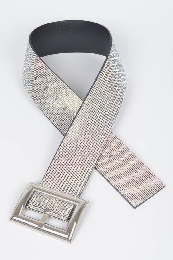 Square Metal Rhinestone Belt – PVC Statement