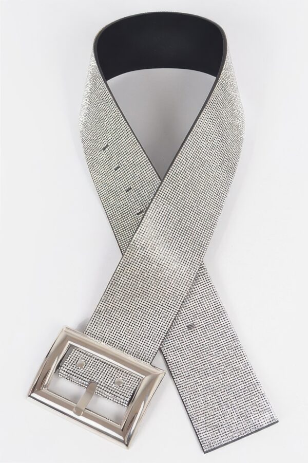 Square Metal Rhinestone Belt – PVC Statement