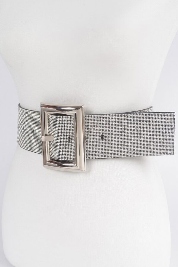 Square Metal Rhinestone Belt – PVC Statement