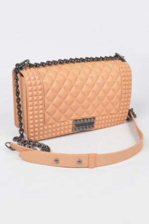 Quilted Embossed Jelly Bag – Glossy PVC Handbag