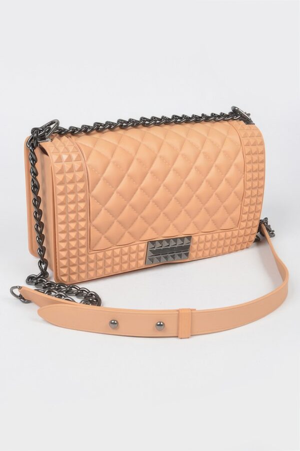 Quilted Embossed Jelly Bag – Glossy PVC Handbag
