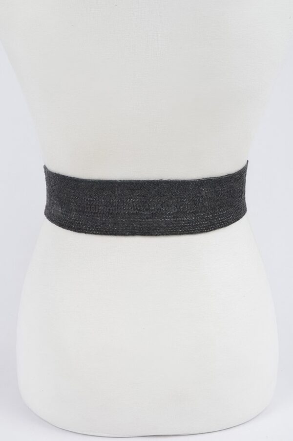 Plus Size Stretch Straw Belt with Rhinestone Buckle