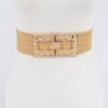 Plus Size Stretch Straw Belt with Rhinestone Buckle