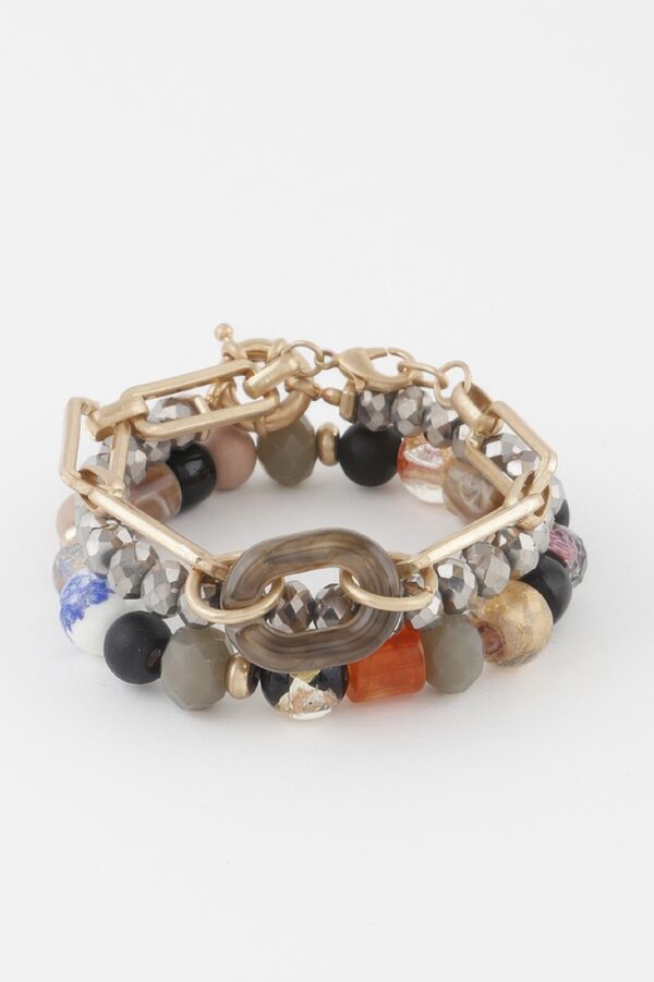 Layered Bead & Chain Bracelet – Delicate Texture