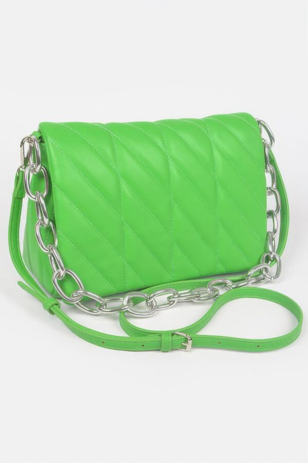 Quilted Chain Shoulder Bag with Mixed Metal Accents