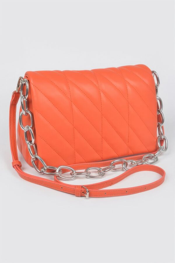 Quilted Chain Shoulder Bag with Mixed Metal Accents