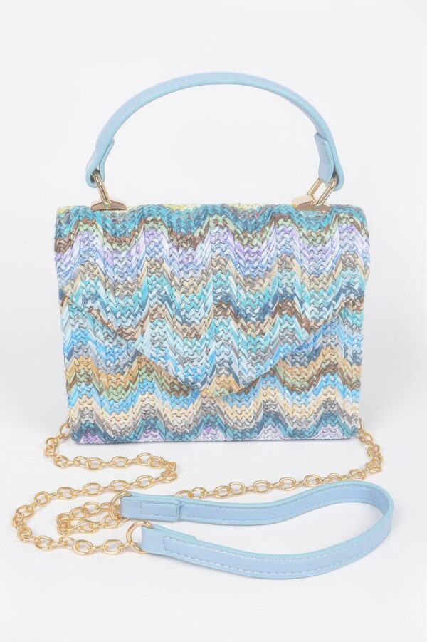 Faux Straw Top-Handle Flap Bag – Compact Textured Handbag