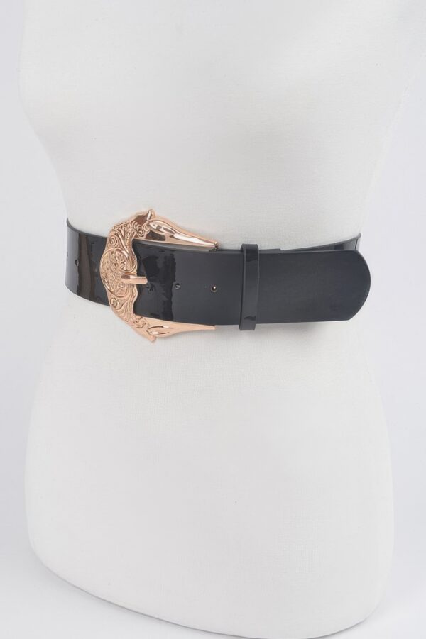 Enamel Belt with Metal Buckle – Polyurethane Finish
