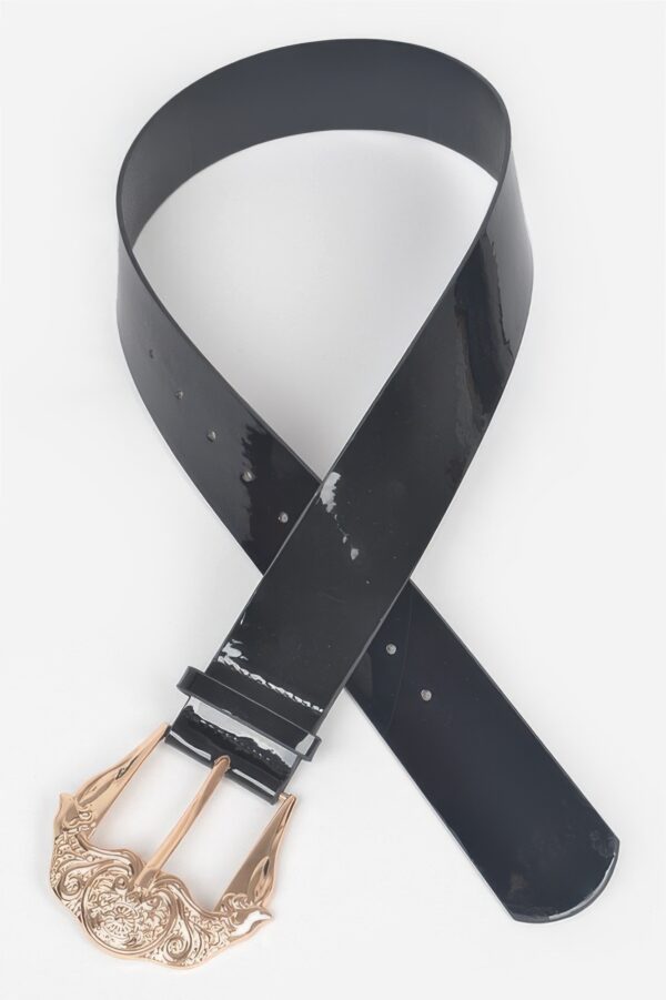 Enamel Belt with Metal Buckle – Polyurethane Finish