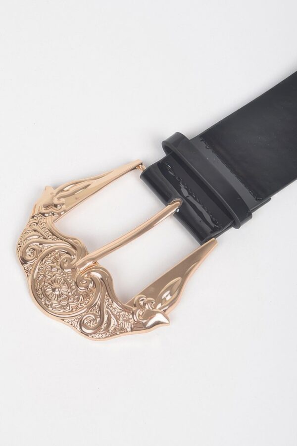Enamel Belt with Metal Buckle – Polyurethane Finish