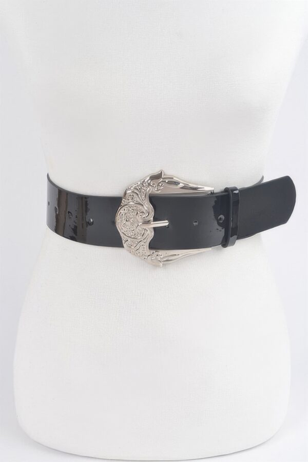 Enamel Belt with Metal Buckle – Polyurethane Finish
