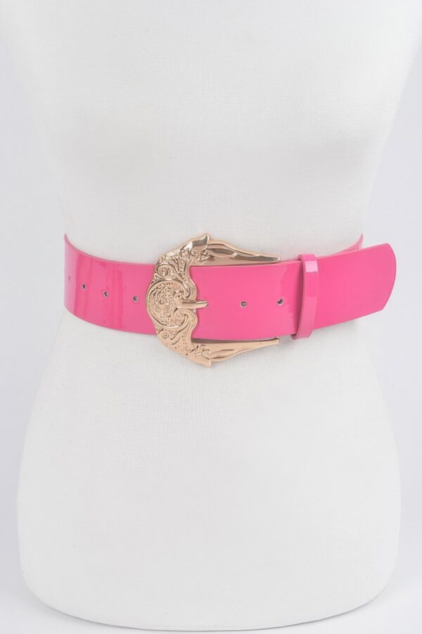 Enamel Belt with Metal Buckle – Polyurethane Finish