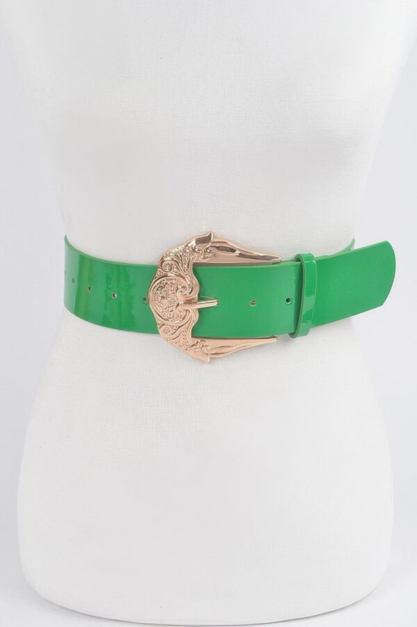 Enamel Belt with Metal Buckle – Polyurethane Finish