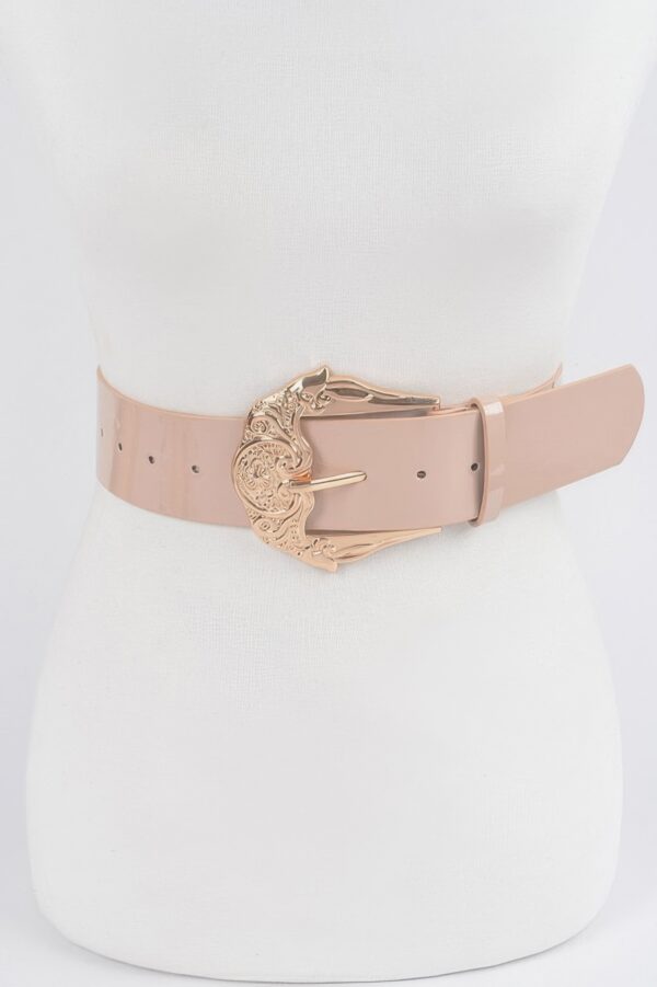 Enamel Belt with Metal Buckle – Polyurethane Finish