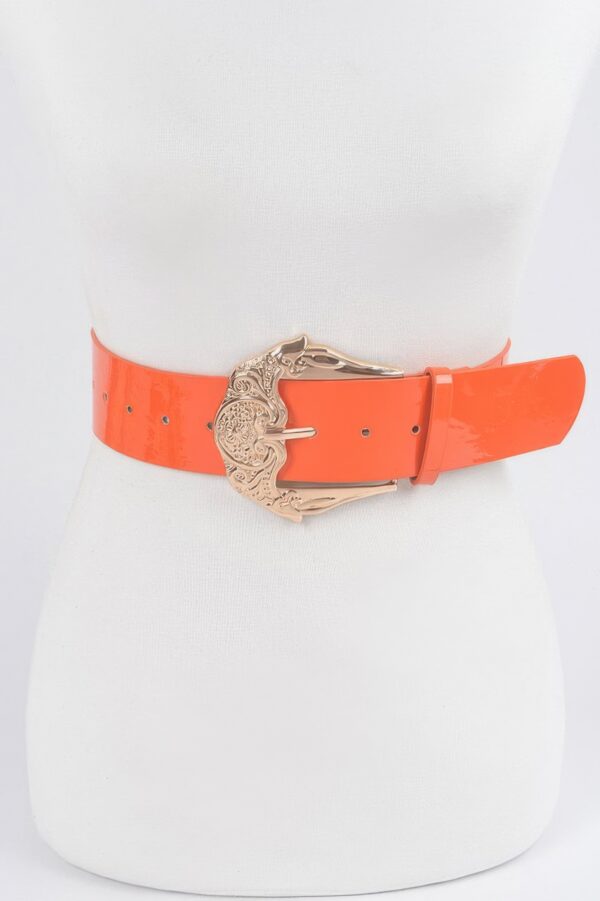 Enamel Belt with Metal Buckle – Polyurethane Finish