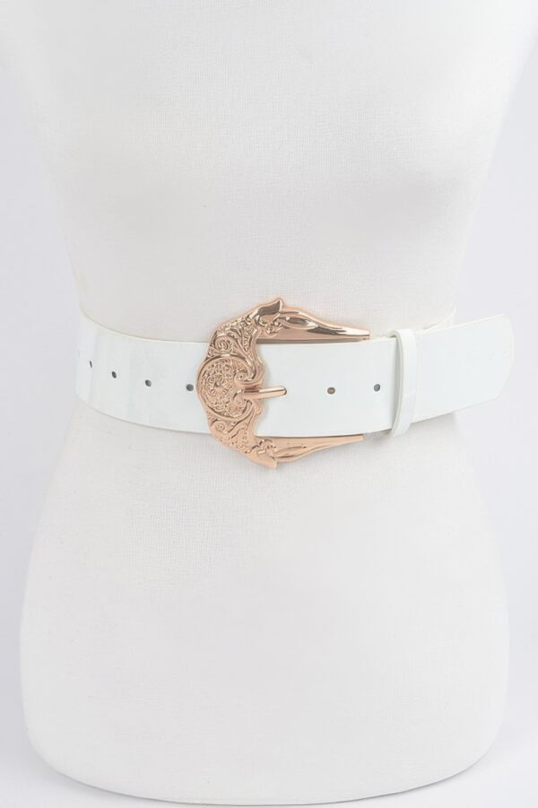 Enamel Belt with Metal Buckle – Polyurethane Finish