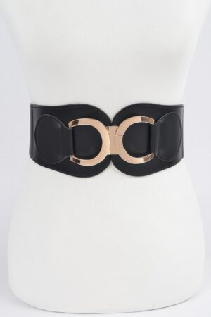 Faux Leather Wide Elastic Waist Belt – 4 Inch