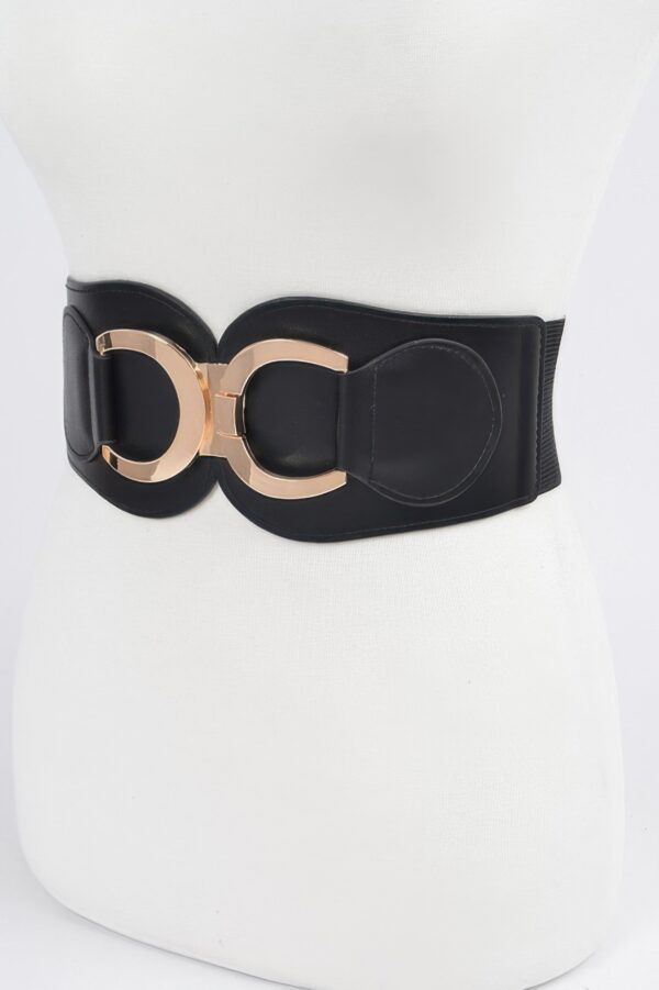 Faux Leather Wide Elastic Waist Belt – 4 Inch