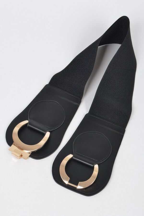 Faux Leather Wide Elastic Waist Belt – 4 Inch