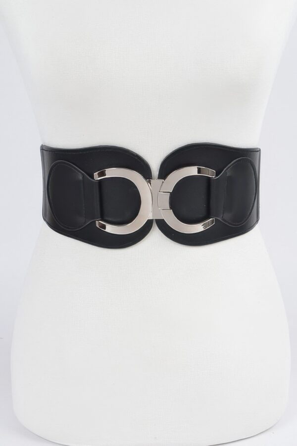 Faux Leather Wide Elastic Waist Belt – 4 Inch