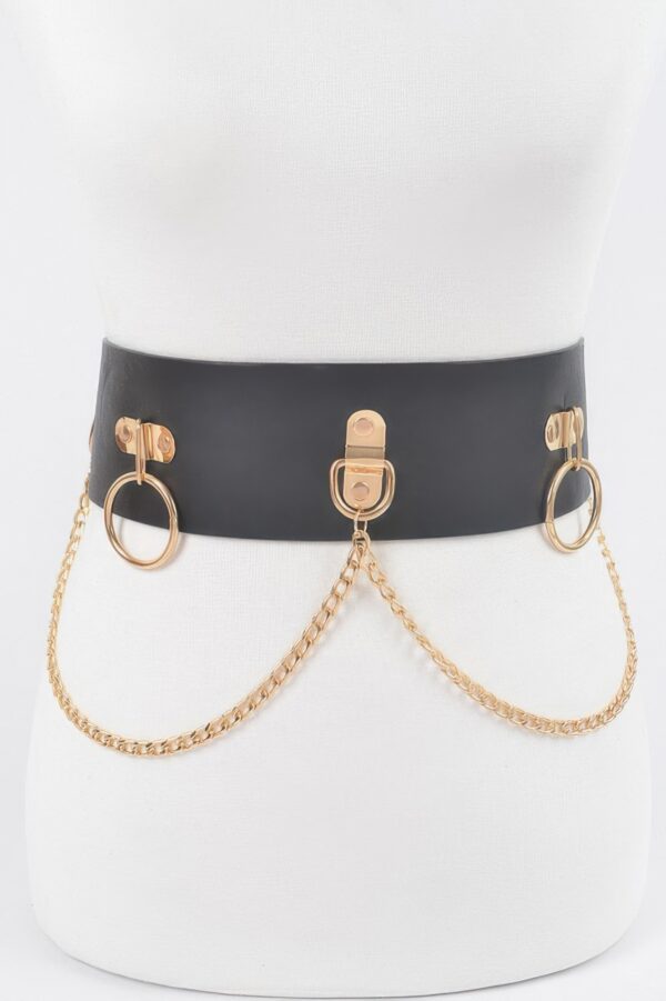Waist Ring Belt with Metal Ring Accent
