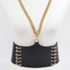 Plus-Size Faux Leather Wide Belt with Chain