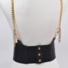 Plus-Size Faux Leather Wide Belt with Chain
