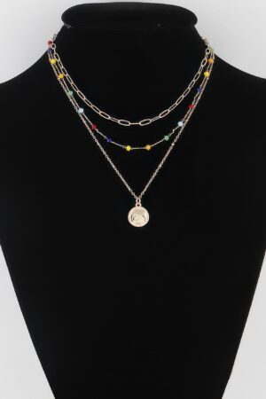 Layered Multi-Bead Necklace – Textured 14-inch