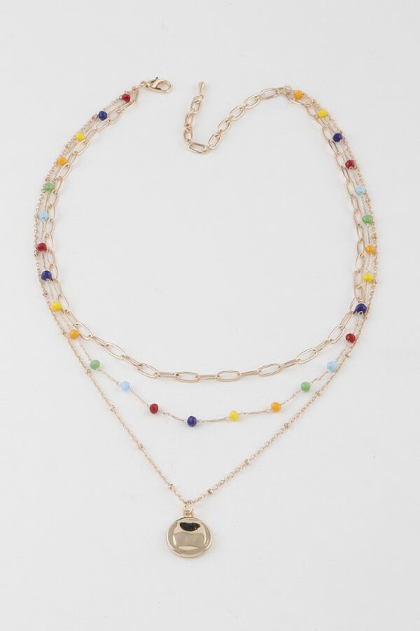 Layered Multi-Bead Necklace – Textured 14-inch