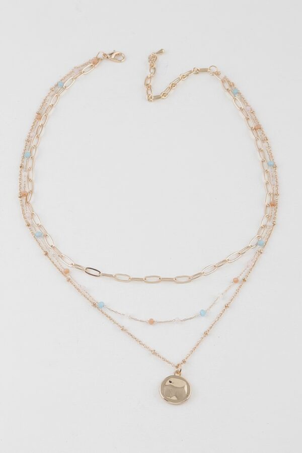 Layered Multi-Bead Necklace – Textured 14-inch