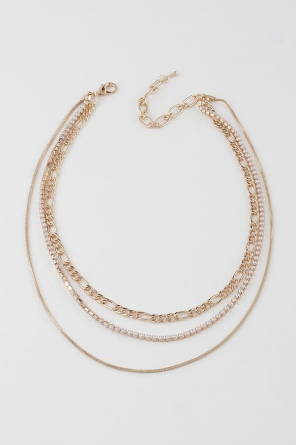 Chain N Bead Necklace – Textured Chain & Bead Accent