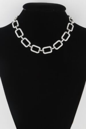 Textured Link Chain Necklace – 16-inch for Layering