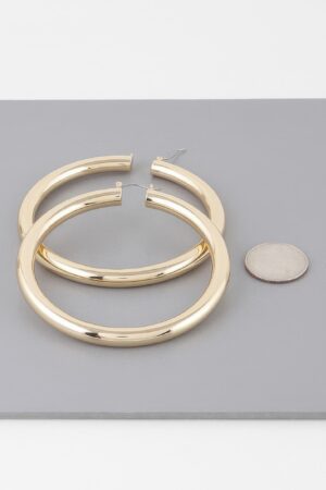 Shiny Oversized Hoop Earrings – Polished 3.2 in