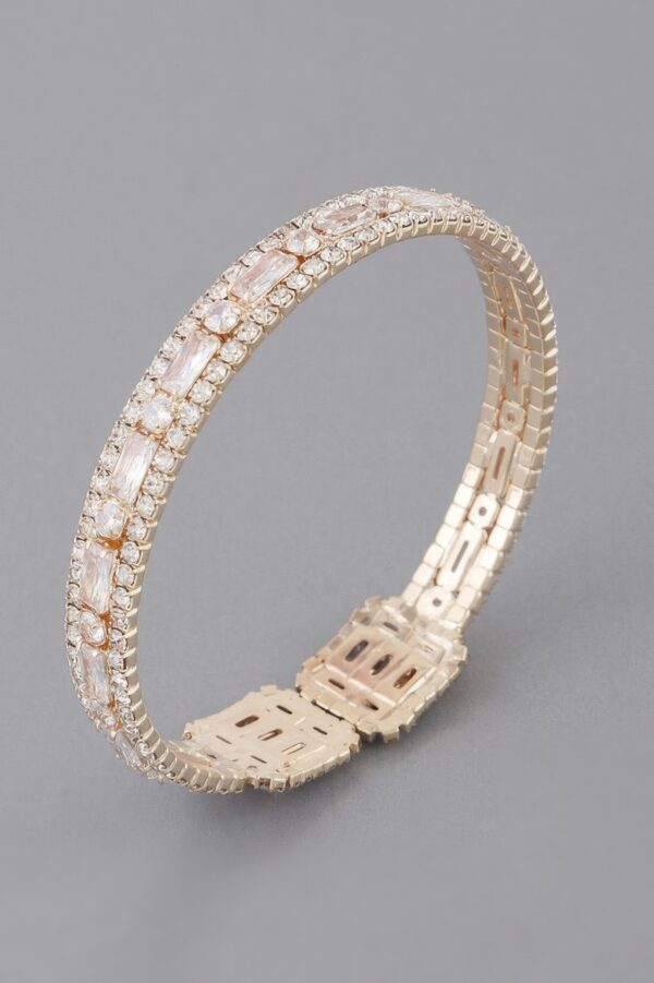 Rhinestone Open Cuff Bracelet – Structured Sparkle