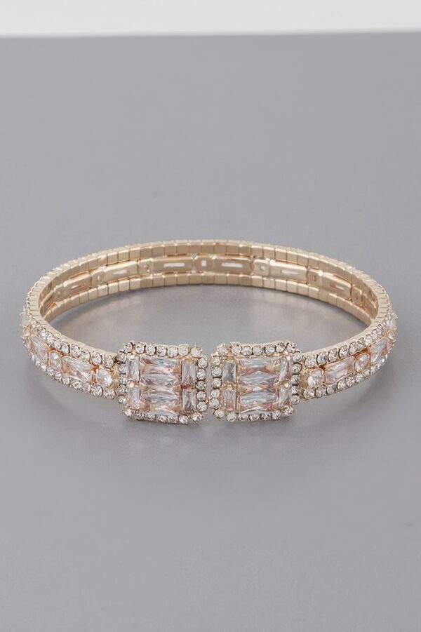 Rhinestone Open Cuff Bracelet – Structured Sparkle