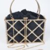 Structured Rhinestone Metal-Frame Clutch for Evening