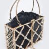 Structured Rhinestone Metal-Frame Clutch for Evening