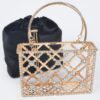 Structured Rhinestone Metal-Frame Clutch for Evening